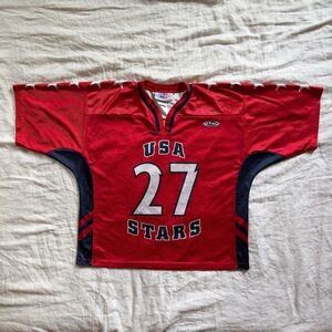 Vintage Athletic Knit USA Stars Hockey Jersey #27 Red Men’s Large Made in Canada